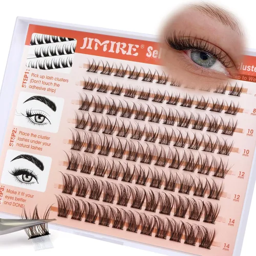 Miniatura 20 de JIMIRE Pestañas postizas de aspecto natural, pestañas postizas esponjosas y finas, pestañas de ojo de gato con banda fina, pestañas postizas