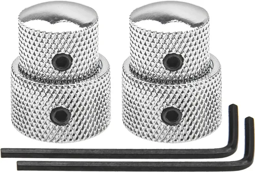 Miniatura 6 de 2 perillas de control apiladas concéntricas dobles para guitarra eléctrica y bajo (negro)