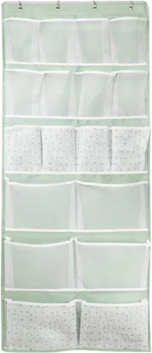Miniatura 7 de Organizador de almacenamiento colgante de 16 bolsillos para colgar sobre la puerta con 4 tipos de bolsas para zapatos, calcetines, sombreros, ropa