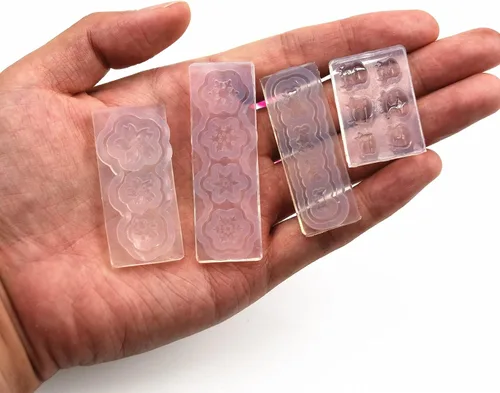 Miniatura 3 de Paquete de 10 moldes de silicona para arte de uñas, moldes decorativos de resina, plantillas de arte de uñas, herramienta de curación principal
