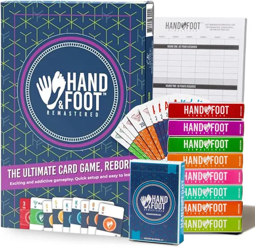 Hand & Foot Remastered Edición para 8 jugadores + Cuadro de puntuación de 120 páginas, juego de cartas para adultos y familias