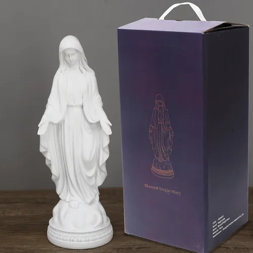 Miniatura 2 de Figura decorativa de la Virgen María de 12 pulgadas, regalos religiosos católicos, figura de estatua de resina de 12 pulgadas (blanco)