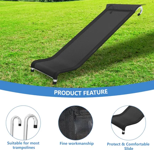 Miniatura 4 de polwkscas - Tobogán universal para cama elástica con región de amortiguación, accesorio de trampolín de acero resistente, ideal para niños o niños