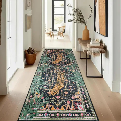 Miniatura 22 de Alfombras hippie, alfombras de 2 x 3 de lana sintética tropical rosa boho para baño, cocina, entrada interior pequeña. Alfombra moderna vintage