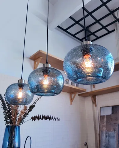 Miniatura 2 de Casamotion - Lámpara de techo colgante de cristal soplado a mano para isla de cocina, casa rural, comedor, zona de bar, fregadero, color mármol
