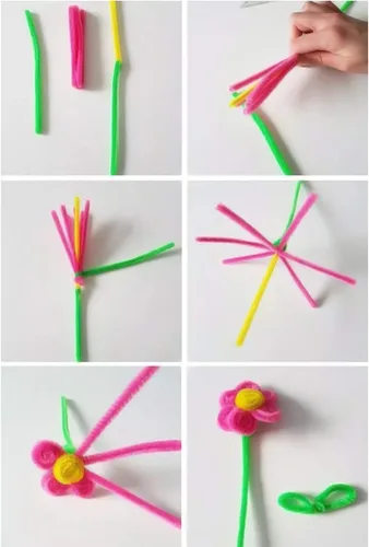 Miniatura 5 de Waycreat 200 piezas de limpiapipas de felpilla rosa para decoración de manualidades (0.236 in x 12 pulgadas)