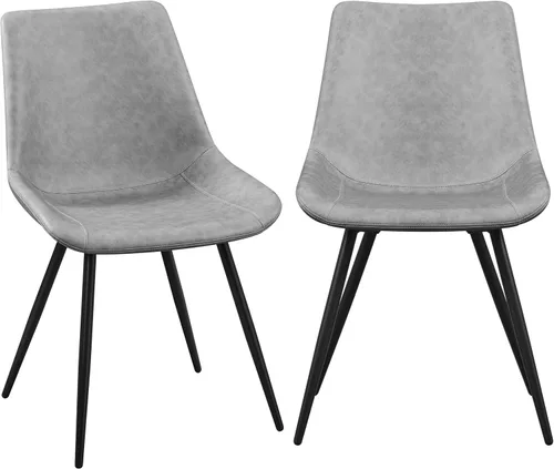 Yaheetech Juego de 2 sillas de comedor modernas tapizadas con asiento de piel sintética y patas de metal para el hogar, cocina, diseño sin brazos,
