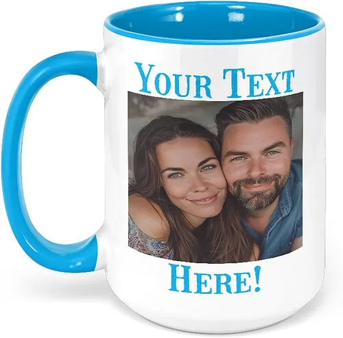 Miniatura 24 de Taza de café de cerámica negra personalizada de 11 onzas con texto, mensaje, tu texto aquí, nombre, DYE Taza para Cafe personalizadas, con foto