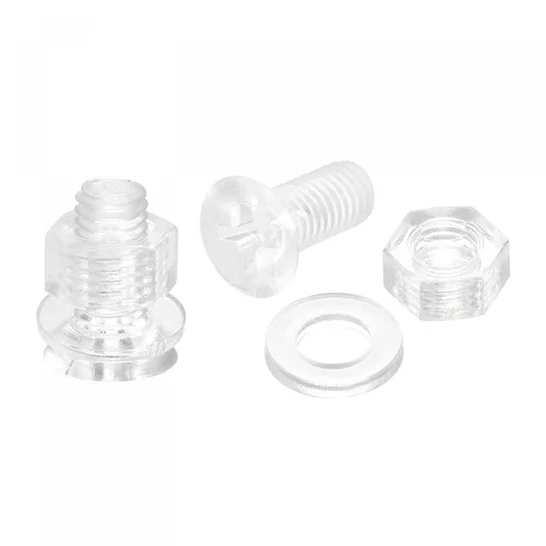 Miniatura 15 de uxcell Tornillos de máquina Phillips de plástico M4 x 0.787 in con tuercas y arandelas planas, pernos de máquina de cabeza plana de PC