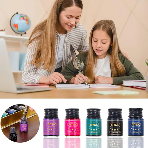 Miniatura 3 de Bolígrafo de plumas, juego de bolígrafos de caligrafía - Escribir cartas, diarios, firmas, invitaciones y más (gris)