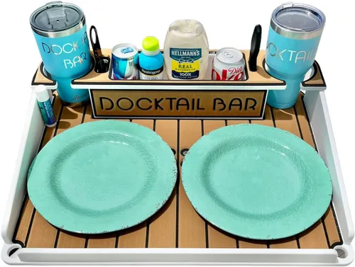 Miniatura 8 de Docktail Mesa de barco utilitario y accesorio de almacenamiento: elige tu soporte, color y nombre personalizado A - Blanco