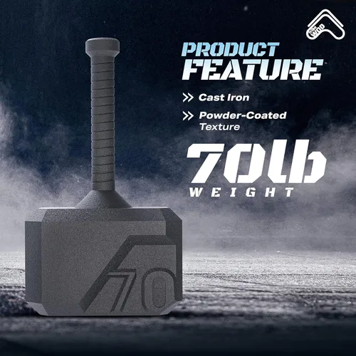 Miniatura 4 de Tribe WOD Hammer Kettlebell 15-70 libras + Ajustable Equipo de Entrenamiento Cruzado para Construcción Muscular, Cardio Fitness, Pesas