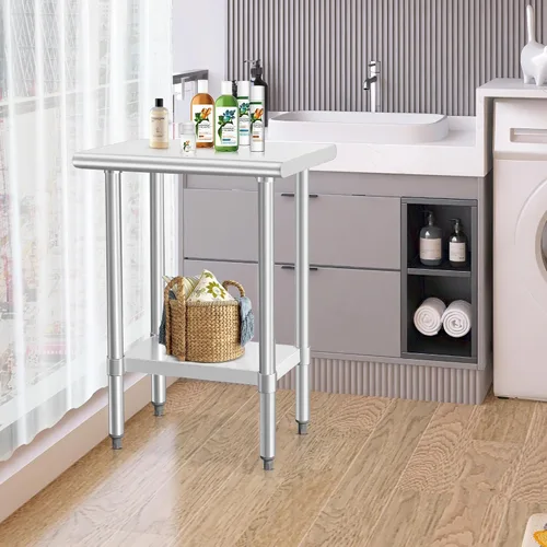 Miniatura 7 de HARDURA Mesa de trabajo de acero inoxidable comercial de 18 x 24 pulgadas, mesa de preparación de cocina y banco de trabajo comercial resistente