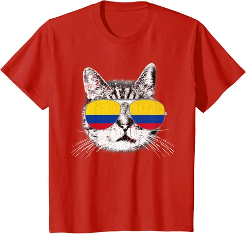 Miniatura 3 de Camisa de bandera de Colombia, orgullo colombiano, gato, hombres, mujeres, niños, camiseta de regalo