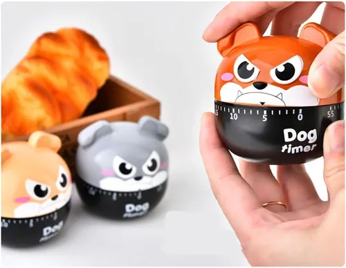 Miniatura 7 de Temporizadores de maquinaria de perro de dibujos animados lindos 60 minutos temporizador de cocina mecánica reloj contadores de alarma fuerte