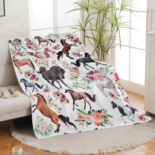 Miniatura 8 de Manta de caballos, manta de caballos, regalos para niñas, mujeres, niños y adultos, súper suave y acogedora, manta de forro polar mullido, Caballo