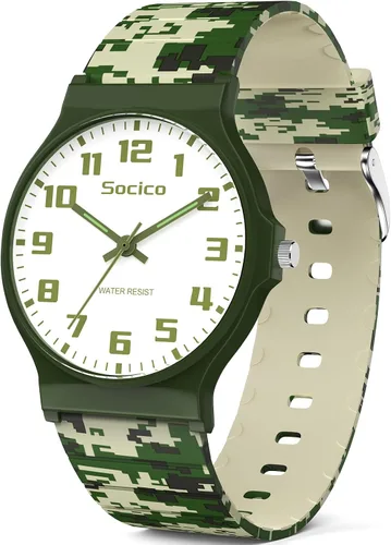 Miniatura 12 de SOCICO Reloj Analógico para Niños y Niñas, Dial Delgado 30M Resistente al Agua Reloj Deportivo de Camuflaje, Relojes de Pulsera Fáciles de Leer