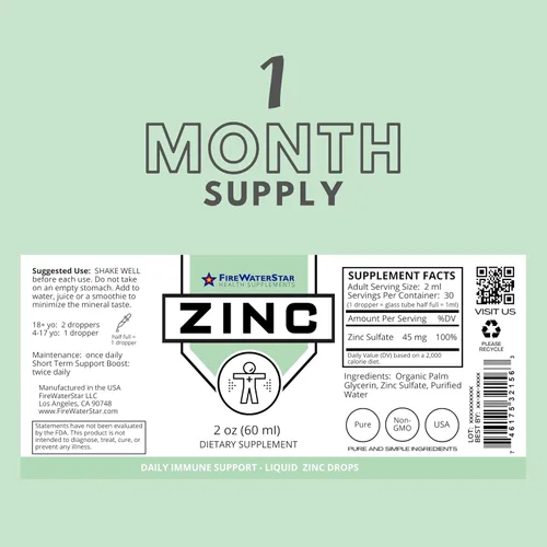 Miniatura 2 de Gotas de zinc líquido, zinc iónico, 2 onzas, 30 porciones, alta dosis de 45 mg de sulfato de zinc (15 mg de zinc elemental), orgánico, sin OMG