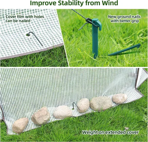 Miniatura 5 de Invernadero portátil para exteriores, Ohuhu carpa invernadero resistente con cubierta de PE duradera, protector de plantas de jardín con puerta