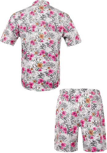 Miniatura 7 de Mens Flower Short Set 2 Piece Outfits Casual Button Down Shirts