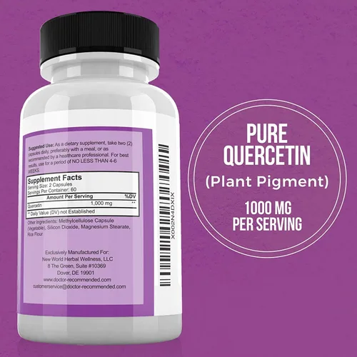 Miniatura 2 de DOCTOR RECOMMENDED SUPPLEMENTS Quercetina 1000 mg por porción – 120 cápsulas vegetales, suplemento vitamínico, suministro de 60 días