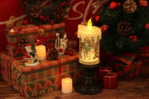 Miniatura 7 de Eldnacele Velas de Globo de Nieve de Halloween Lámpara Iluminada, Operada con Batería Vela Giratoria Espeluznante de Tornado de Agua Brillante Sin