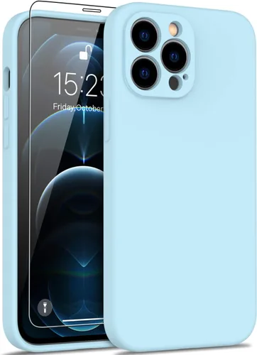 Miniatura 17 de DEENAKIN Funda de silicona compatible con iPhone 12 con protector de pantalla, mejora la protección de la cámara, funda protectora suave y flexible