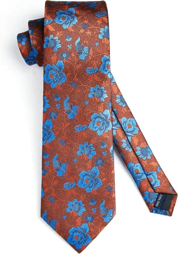 Miniatura 217 de Corbatas florales tejidas clásicas para hombre, corbata cuadrada de bolsillo, corbatas formales para hombres, boda con pañuelo