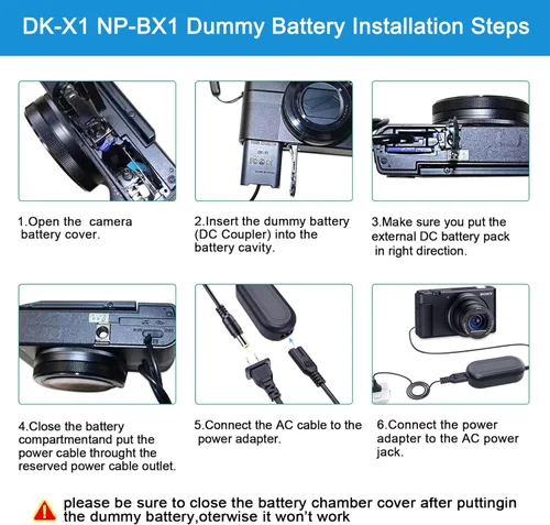 Miniatura 4 de NP-BX1 para batería ficticia Sony ZV1, acoplador DK-X1 DC, adaptador de CA de fuente de alimentación continua AC-LS5, compatible con cámaras Sony