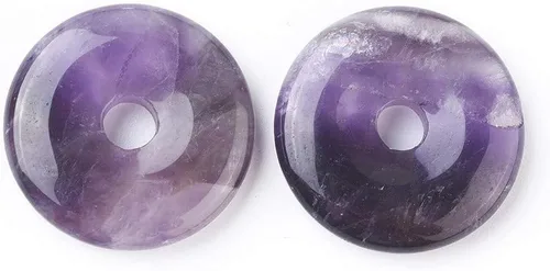 Miniatura 9 de FASHEWELRY 10 colgantes de piedras preciosas de disco de jade natural de 0.945-0.984 in, agujero grande curativo chakra, piedra pulida, abalorios