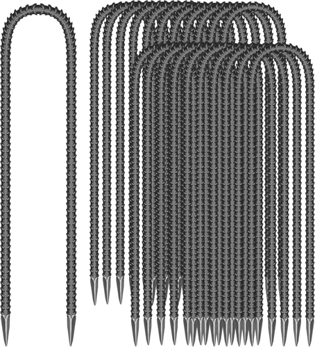 Miniatura 12 de 10 estacas de acero galvanizado en forma de U de 16 pulgadas, anclajes de tierra resistentes para tiendas de campaña, kits de posición, cercas