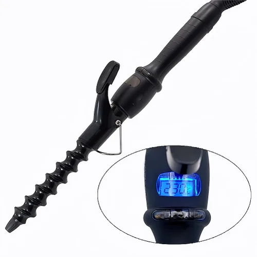 Miniatura 4 de Rizador de pelo en espiral de 0.984 in, rizador de playa, rizador para cabello corto y largo, pantalla LCD, pinzas para rizar