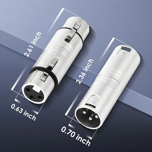 Miniatura 6 de Paquete de 2 adaptadores XLR hembra a XLR hembra, XLR de 3 pines hembra a XLR 3 pines hembra cambiador de género para micrófonos mezcladores
