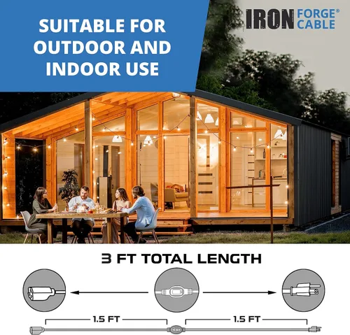 Miniatura 7 de Iron Forge Cable Cable de extensión blanco de 3 pies para exteriores con interruptor en línea impermeable IP65 de encendido/apagado, interruptor