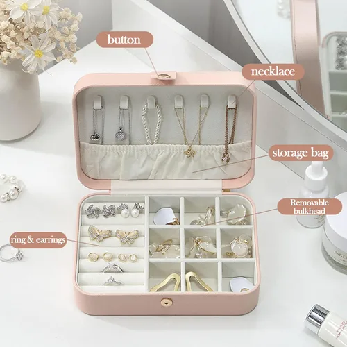 Miniatura 5 de Caja organizadora de joyas de viaje pequeña personalizada para niñas y mujeres caja de joyería portátil con nombre personalizado flor de nacimiento
