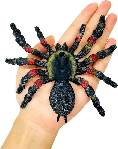 Uelfbaby Araña realista gigante, araña falsa, modelo de acción, figuras de juguete de insectos realistas, accesorios de broma de Halloween,