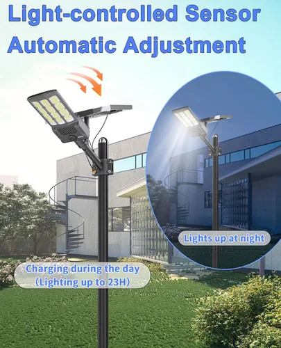 Miniatura 2 de JAYNLT Y-9000W Luces solares de calle al aire libre, 6500 K de alto lumen solar de estacionamiento luces comerciales, grandes luces de inundación