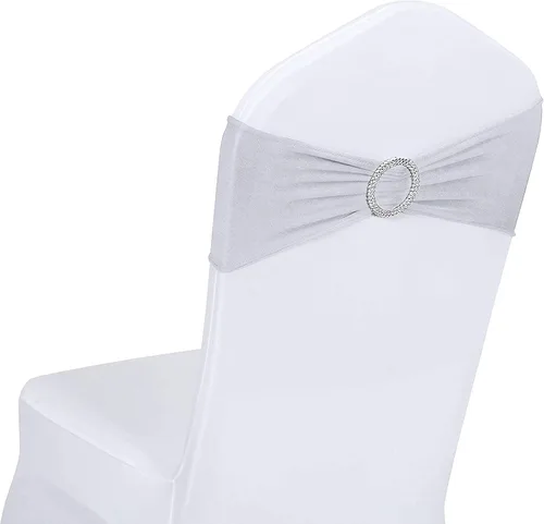 Miniatura 9 de Obstal 10 cintas elásticas de elastano para sillas de recepción de boda, bandas elásticas universales para silla con hebilla deslizante