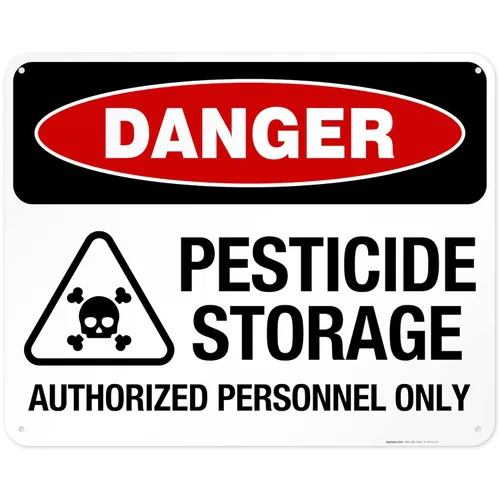 Miniatura 13 de Danger - Cartel autorizado de almacenamiento de pesticidas, 10 x 7 pulgadas, calcomanías de vinilo de 4 mil resistentes a la intemperie, fabricadas