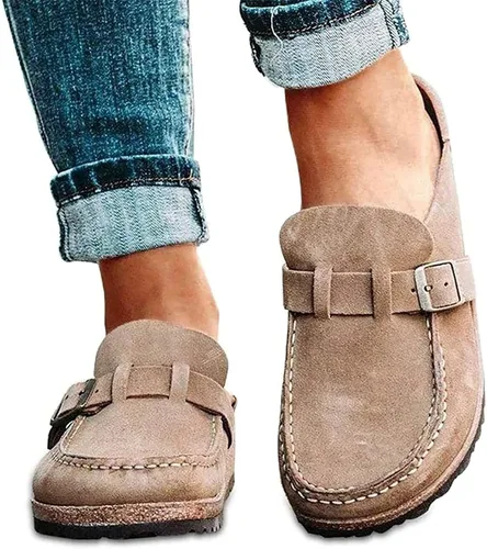 Miniatura 5 de DOIX Mocasines planos para mujer, informales, cómodos, de gamuza, sin cordones, con puntera cerrada, para caminar, para verano, hogar, oficina