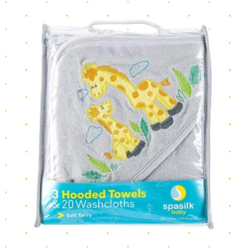 Miniatura 3 de Spasilk Baby - Juego de toallas con capucha y paños de baño para niñas y niños recién nacidos (23 unidades)