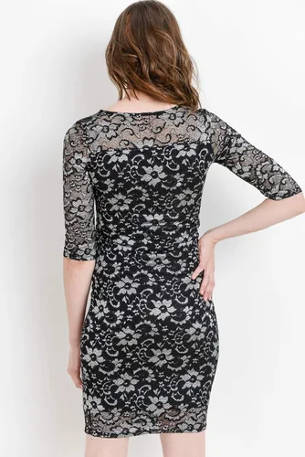 Miniatura 4 de Vestido de maternidad con encaje floral hasta la rodilla para mujer de HELLO MIZ