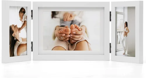 Miniatura 13 de Marcos de Fotos Dobles 4x4 con Bisagras Plegables en Negro para Colgar en la Pared o Poner en Mesa, Hechos de Madera de Pino con Vidrio Real P-44 *