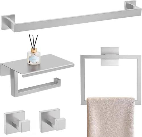 Miniatura 9 de YACVCL Juego de 5 piezas de accesorios de baño de oro cepillado, juego de toalleros de baño de acero inoxidable SUS304 de 23.6 pulgadas, accesorios