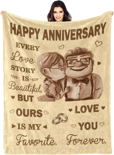 Manta de aniversario para él y ella, regalo romántico de aniversario de boda, para esposa, marido, el mejor regalo de feliz aniversario de