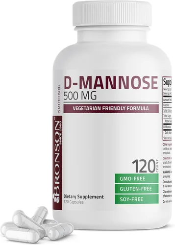Bronson D-Mannose 500 mg Fórmula amigable con los vegetarianos Sin OMG, 120 cápsulas