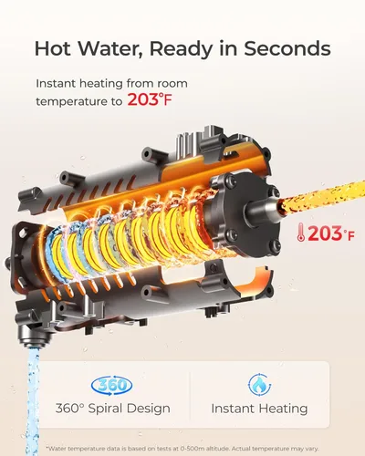 Miniatura 6 de Waterdrop C1H - Sistema de ósmosis inversa para encimera, certificado NSF/ANSI 372, filtro de agua caliente instantánea de ósmosis inversa de 6