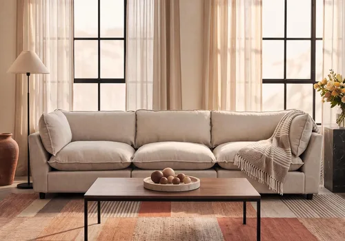 Miniatura 46 de Iroomy Oversized Modular Sectional Sofa, Chenille Cloud Couch, Deep Comfy Seat, 4-Seater Sofas, Couches, Living Room, Beige