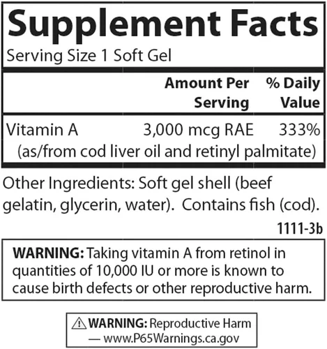 Miniatura 4 de Carlson - Vitamina A, 10000 UI (3000 mcg RAE), Visión Health, 100 cápsulas blandas