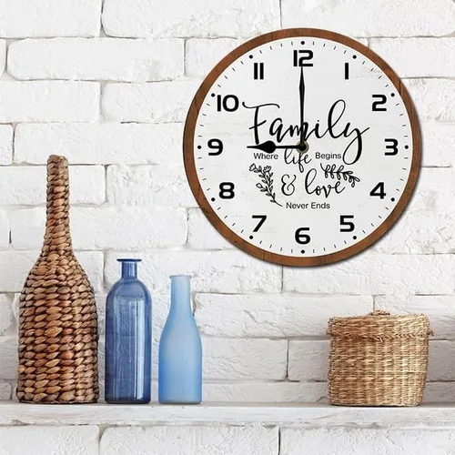 Miniatura 7 de Family Where Life Begins & Love Never Ends - Reloj de pared con pilas de 10 pulgadas, reloj de pared de madera para cocina, reloj de pared rústico K7